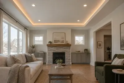 Simple single-level tray ceiling illustrating a restrained design scope